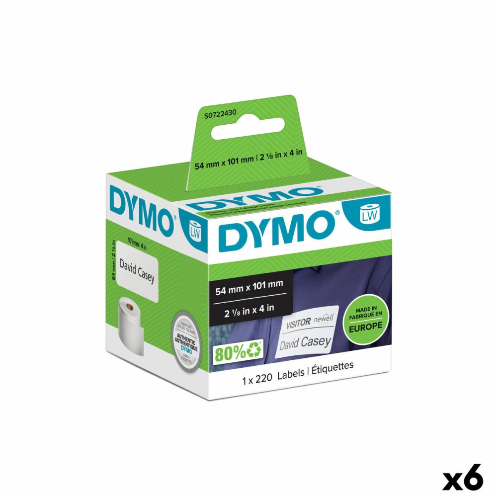 Etikettenrolle Dymo 99014 54 x 101 mm LabelWriter™ Weiß Schwarz (6 Stück)