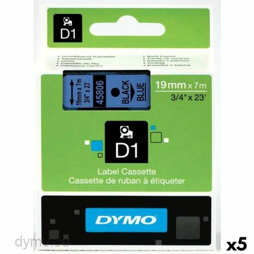 Laminated Tape for Labelling Machines Dymo D1 45806 LabelManager™ Black Blue 19 mm (5 Units)
