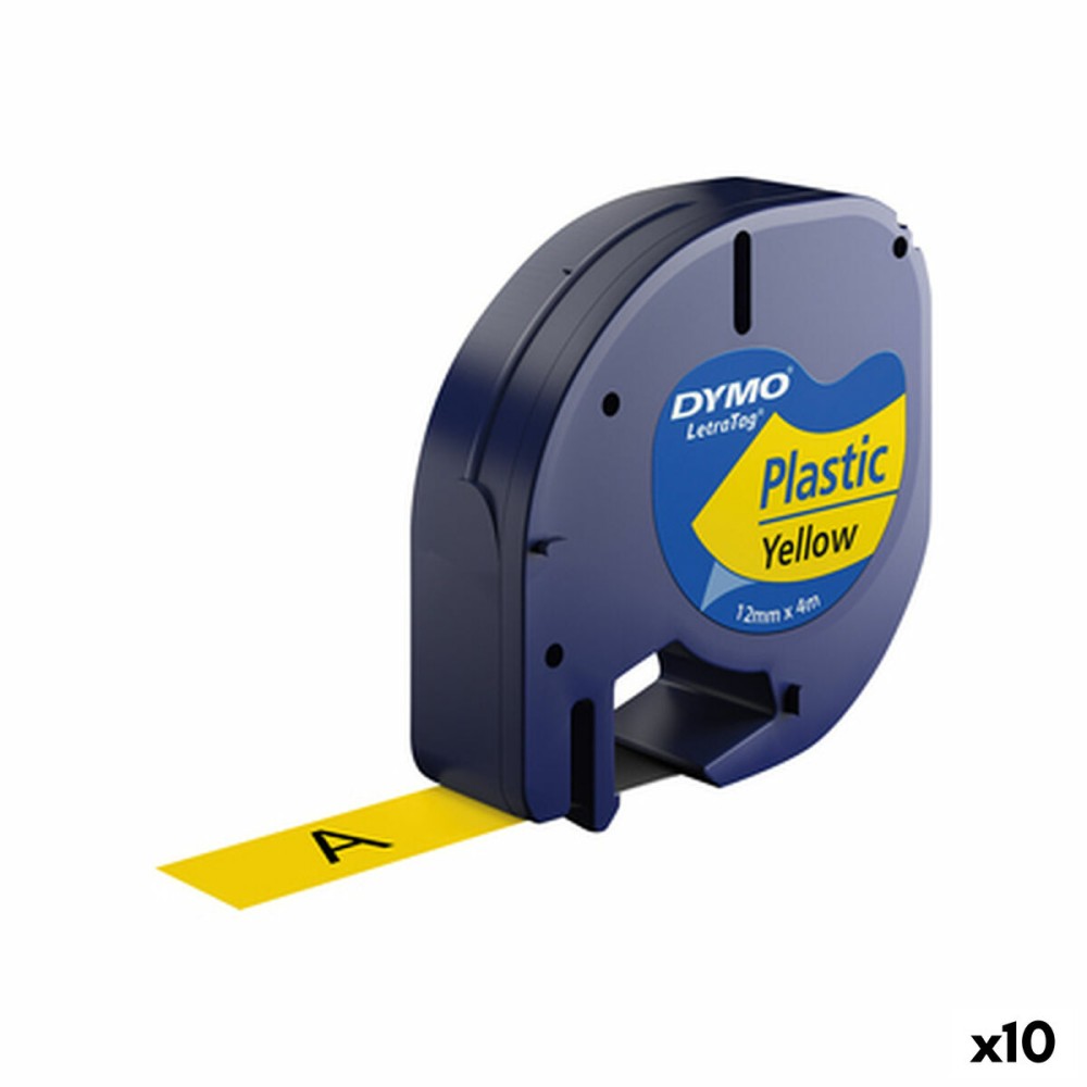 Cinta Laminada para Rotuladoras Dymo 91202 LetraTag® Negro Amarillo 12 mm (10 Unidades)