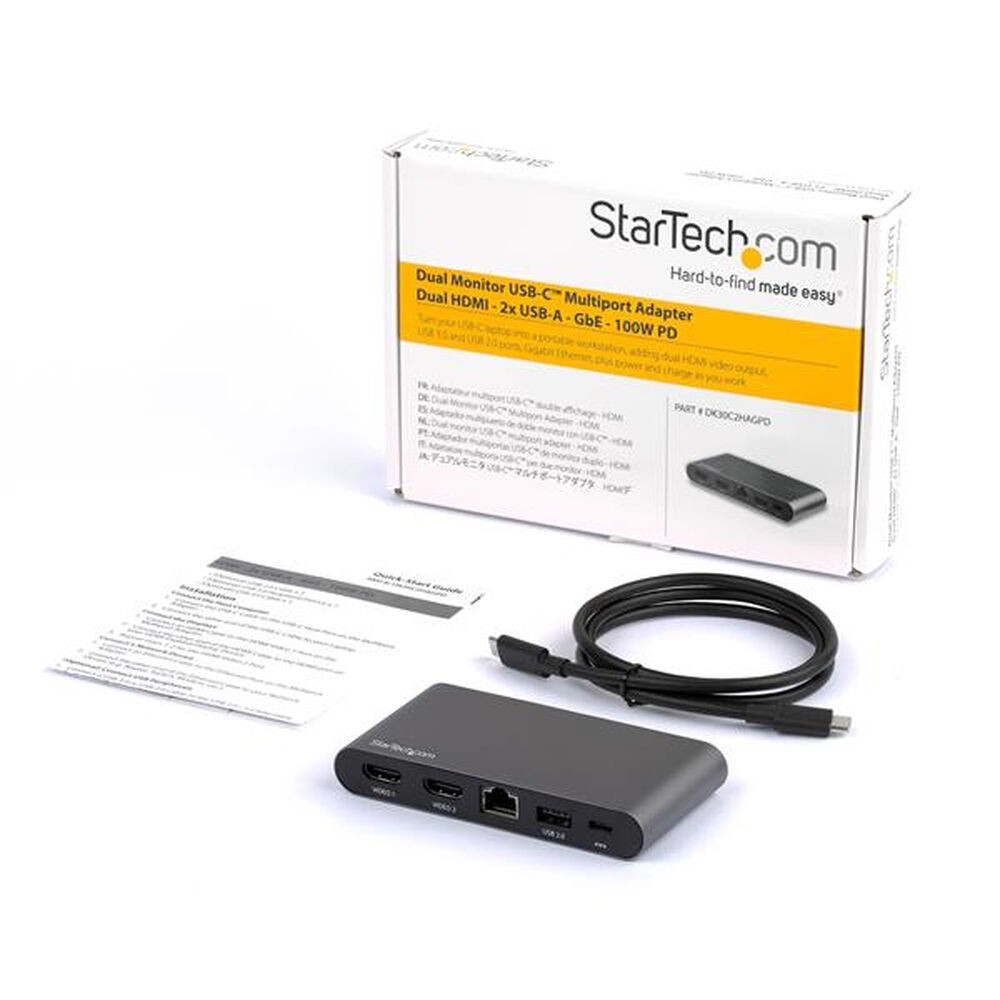 USBHubStartechDK30C2HAGPDBlackGreyUSB-C