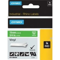 Nastro Laminato per Etichettatrici Rhino Dymo ID1-19 19 x 5,5 mm Bianco Verde Vinile Autoadesive (5 Unità)