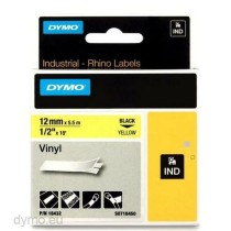 Cinta Laminada para Rotuladoras Rhino Dymo ID1-12 12 x 5,5 mm Negro Amarillo Vinilo Autoadhesivas (5 Unidades)