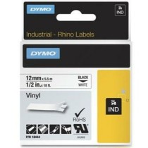 Cinta laminada para máquinas rotuladoras Rhino Dymo ID1-12 12 x 5,5 mm Preto Branco Etiqueta Autoadesivas (5 Unidades)