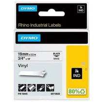 Laminiertes Klebeband zur Kennzeichnung von Maschinen Rhino Dymo ID1-19 19 x 5,5 mm Schwarz Weiß Vinyl Selbstklebend (5 Stück)