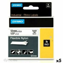 Cinta laminada para máquinas rotuladoras Rhino Dymo ID1-12 12 x 3,5 mm Preto Branco Autoadesivas (5 Unidades)