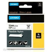 Cinta laminada para máquinas rotuladoras Rhino Dymo ID1-12 12 x 3,5 mm Preto Branco Autoadesivas (5 Unidades)