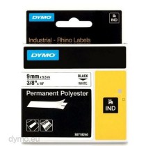 Cinta Laminada para Rotuladoras Rhino Dymo ID1-9 9 x 5,5 mm Negro Poliéster Blanco (5 Unidades)