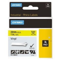 Cinta laminada para máquinas rotuladoras Rhino Dymo ID1-24 24 x 5,5 mm Preto Amarelo Etiqueta Autoadesivas (5 Unidades)