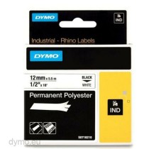 Nastro Laminato per Etichettatrici Rhino Dymo ID1-12 12 x 5,5 mm Nero Bianco Autoadesive (5 Unità)