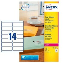 Drucker-Etiketten Avery L7563 99,1 x 38,1 mm Durchsichtig 25 Bettlaken (5 Stück)