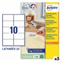 Drucker-Etiketten Avery L4744REV 96 x 50,8 mm Weiß 25 Bettlaken (5 Stück)