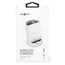 Carregador sem Fios com Suporte para Telemóveis MiniBatt PowerCUP Branco Estojo