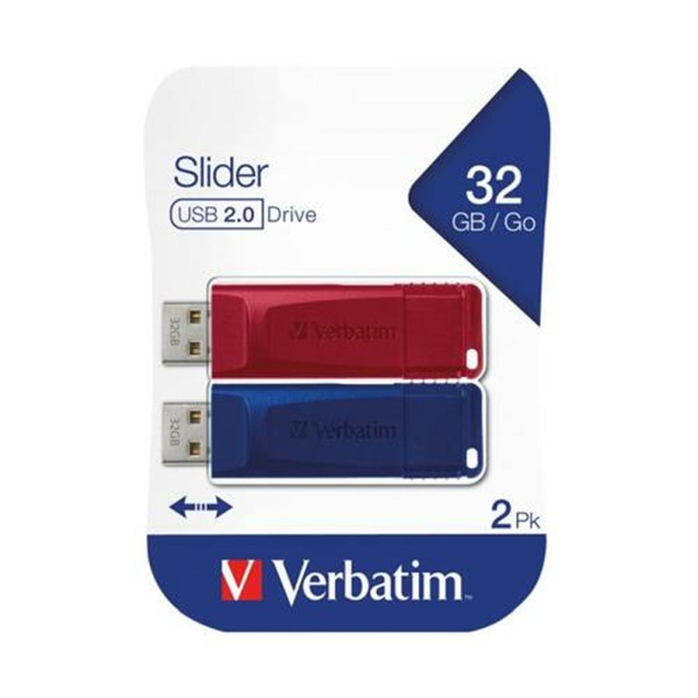 Pendrive Verbatim Slider 2 Pezzi Multicolore 32 GB (2 Unità)