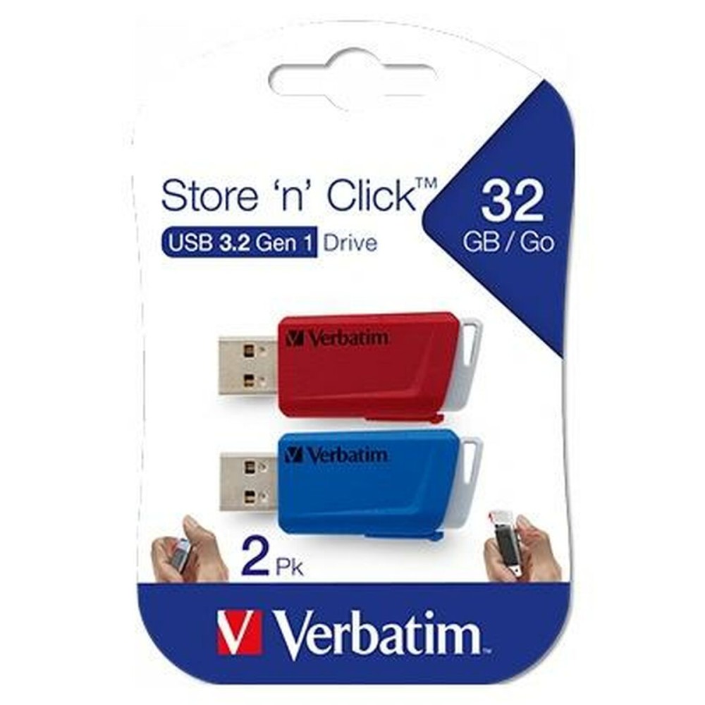 Pendrive Verbatim Store 'n' Click 2 Piezas Multicolor 32 GB