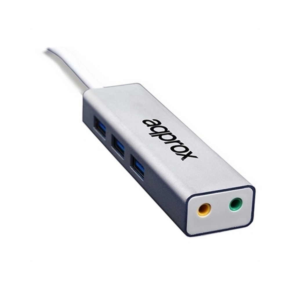 Externe Soundkarte approx! APPUSB51HUB USB 3.0 3.5 mm Grau