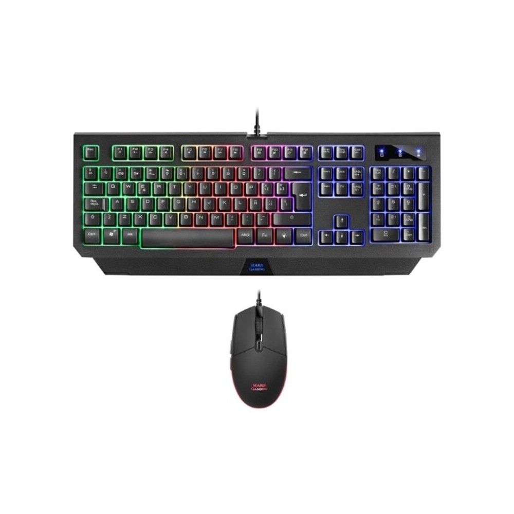 Clavier et Souris Gaming Mars Gaming MCP100ES RGB USB Espagnol Qwerty