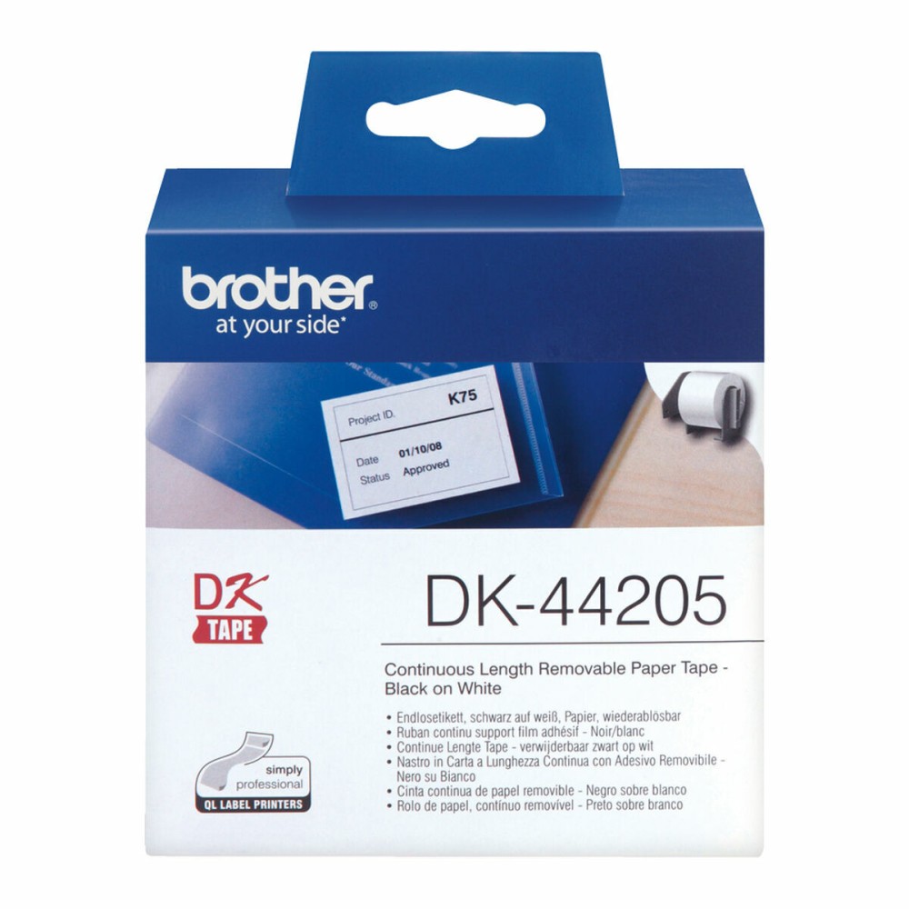 Etiquetas para Impresora Brother DK-44205 62 mm x 15,24 m Blanco Negro/Blanco (2 Unidades)