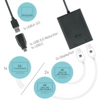 DisplayPort-Kabel USB 3.0 i-Tec U3DUAL4KDP Schwarz