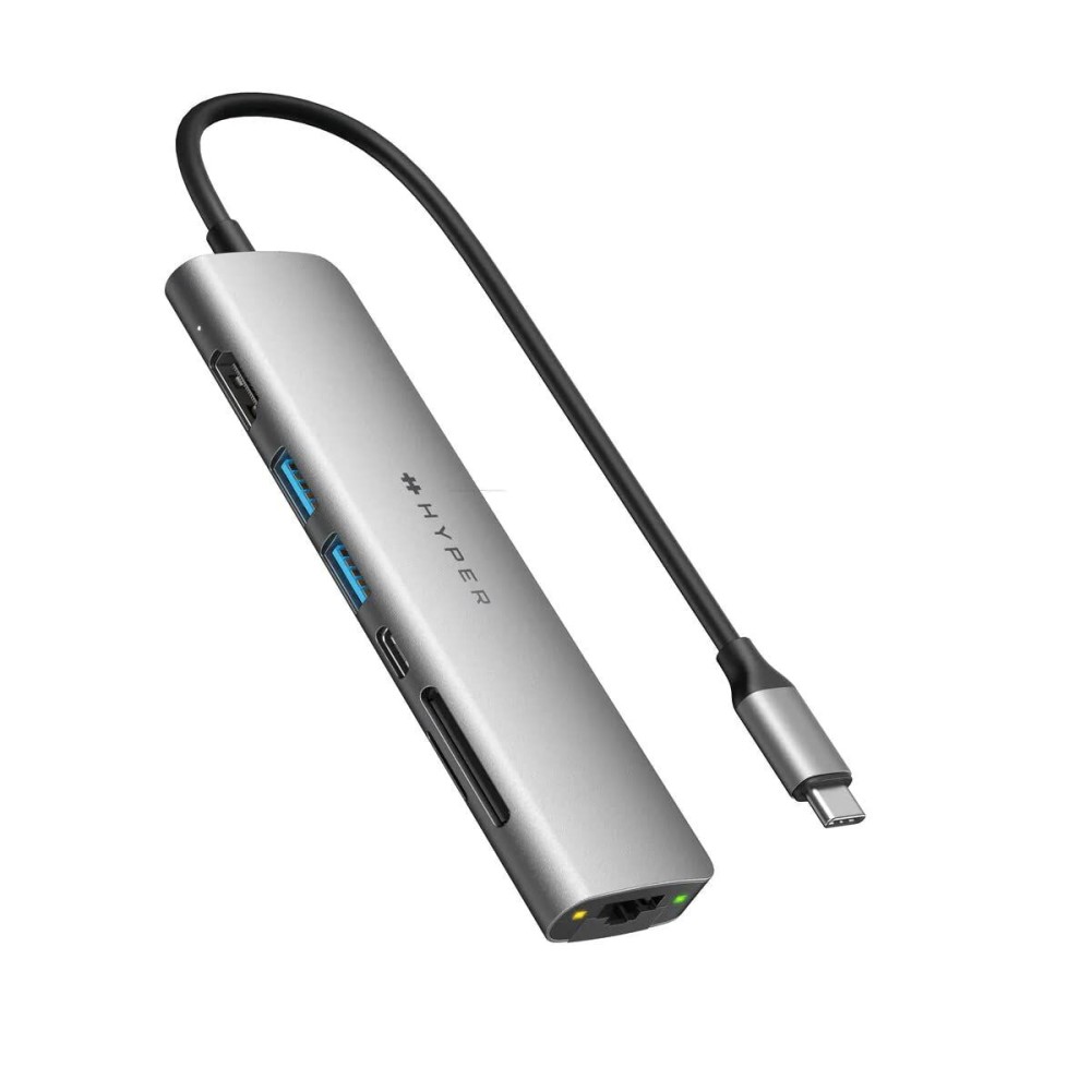 Hub USB Targus Hj653e Silberfarben 7 in 1 Grau 90 W