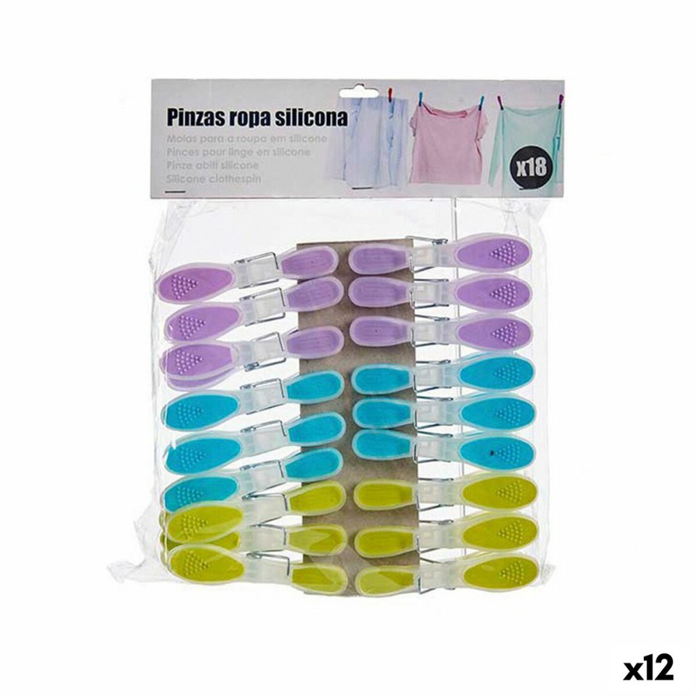 Pinzas para la Ropa Multicolor Metal Silicona Plástico (12 Unidades)