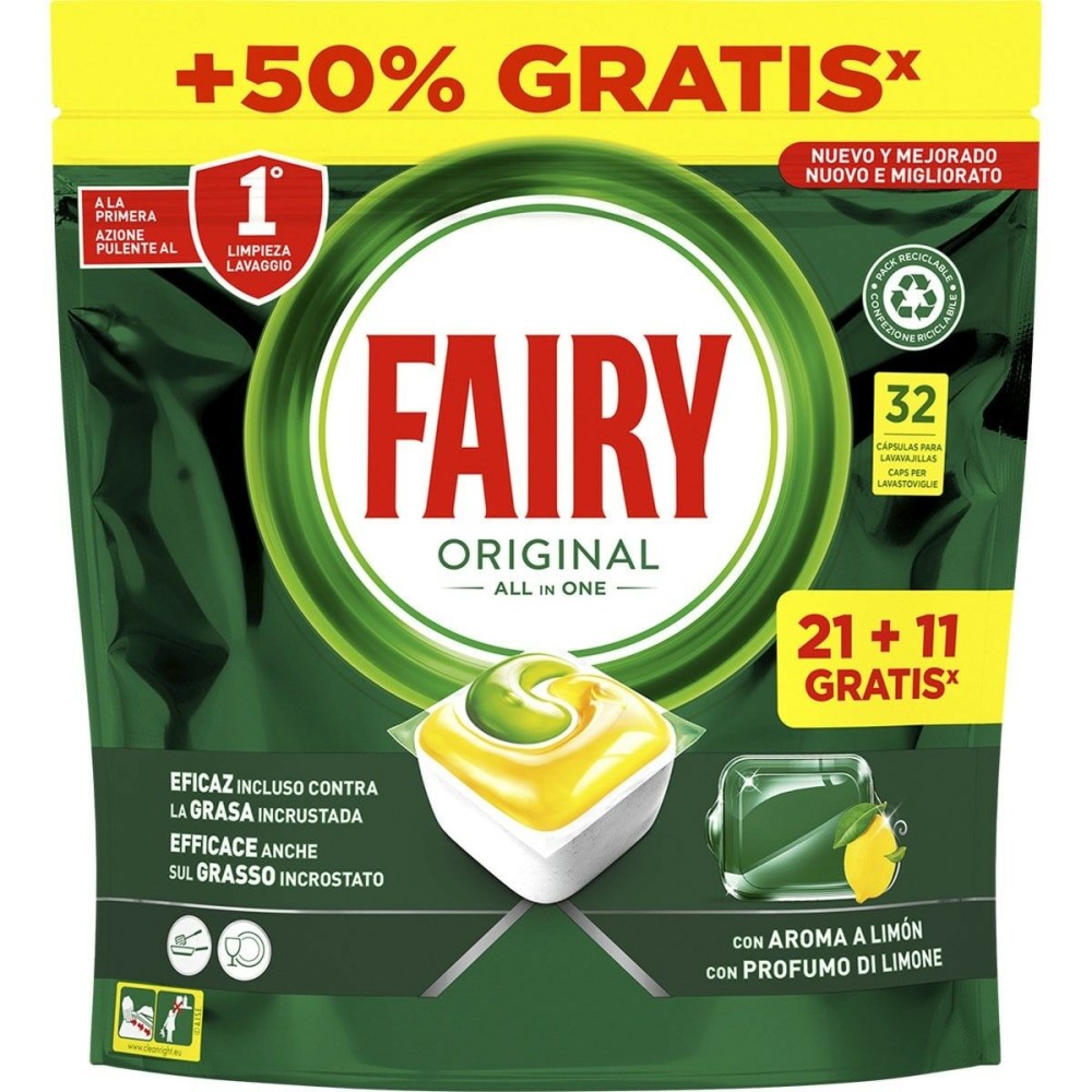 Pastilhas para Máquina de Lavar Louça Lemon Fairy 32 Unidades