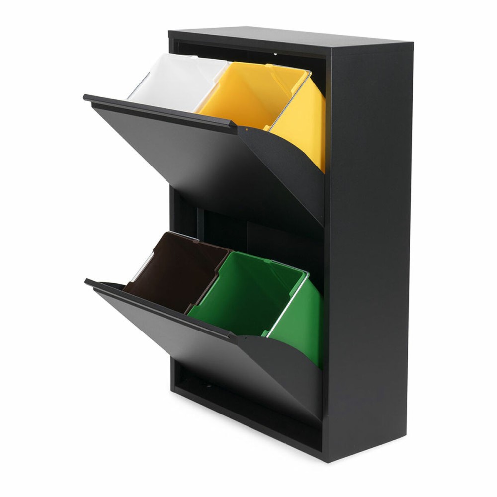 Cubo de Basura para Reciclaje Jobgar 92 x 60 x 25 cm Negro Metal 4 cajones