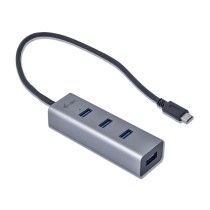 Hub USB i-Tec C31HUBMETAL403 USB x 4 Cinzento Preto