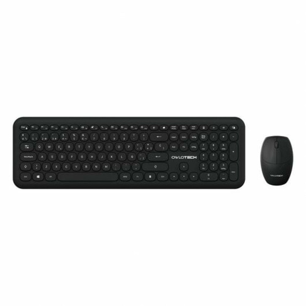 Keyboard and Wireless Mouse Owlotech MK200W Spanish Qwerty Black