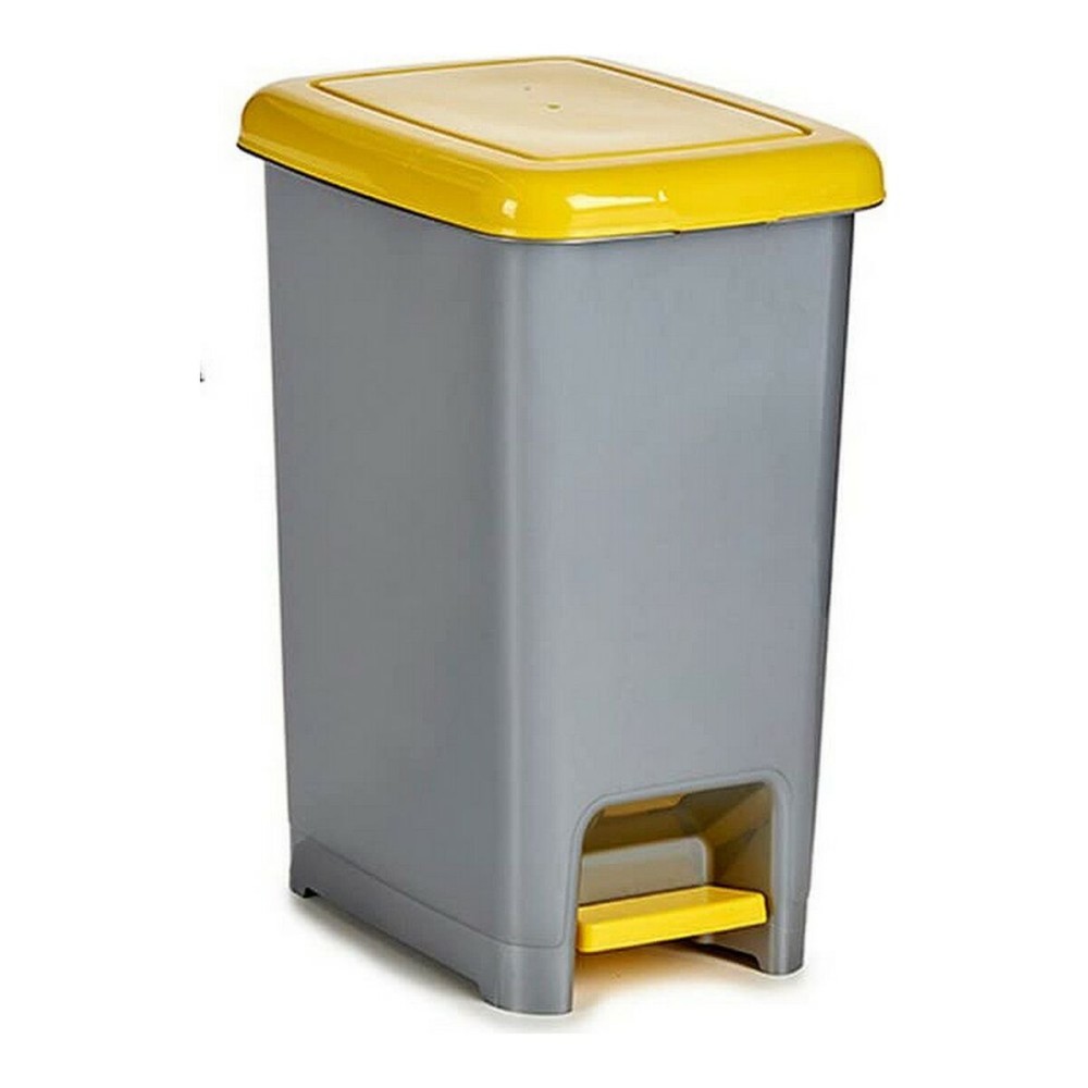 Caixote de Lixo para Reciclagem Amarelo Cinzento Prateado Plástico 25 L 37 x 47 x 26,9 cm (26,5 x 47 x 36,5 cm)