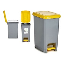 Recycling Waste Bin Yellow Grey Silver Plastic 25 L 37 x 47 x 26,9 cm (26,5 x 47 x 36,5 cm)