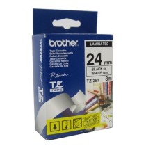 Ruban Laminé pour Etiqueteuses Brother TZE251 2,4 cm 8 m Blanc Noir Noir/Blanc