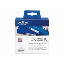 Papel Continuo para Impresoras Brother DK22210 29 x 30,48 mm Negro/Blanco Blanco 500 Hojas