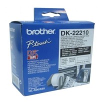 Papel Continuo para Impresoras Brother DK22210 29 x 30,48 mm Negro/Blanco Blanco 500 Hojas