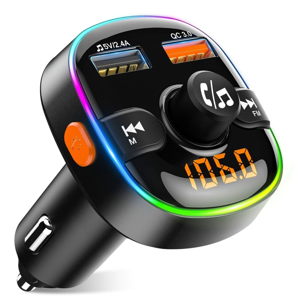 Reproductor MP3 y Transmisor FM para Coche Bluetooth USB Retroiluminado LCD (Reacondicionado A)
