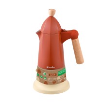 Italian Coffee Pot Benetton SAFARI BE Aluminium beech wood 6 Cups 600 ml