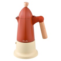 Italian Coffee Pot Benetton SAFARI BE Aluminium beech wood 6 Cups 600 ml