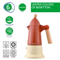 Italian Coffee Pot Benetton SAFARI BE Aluminium beech wood 6 Cups 600 ml