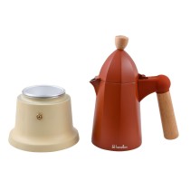 Italian Coffee Pot Benetton SAFARI BE Aluminium beech wood 6 Cups 600 ml