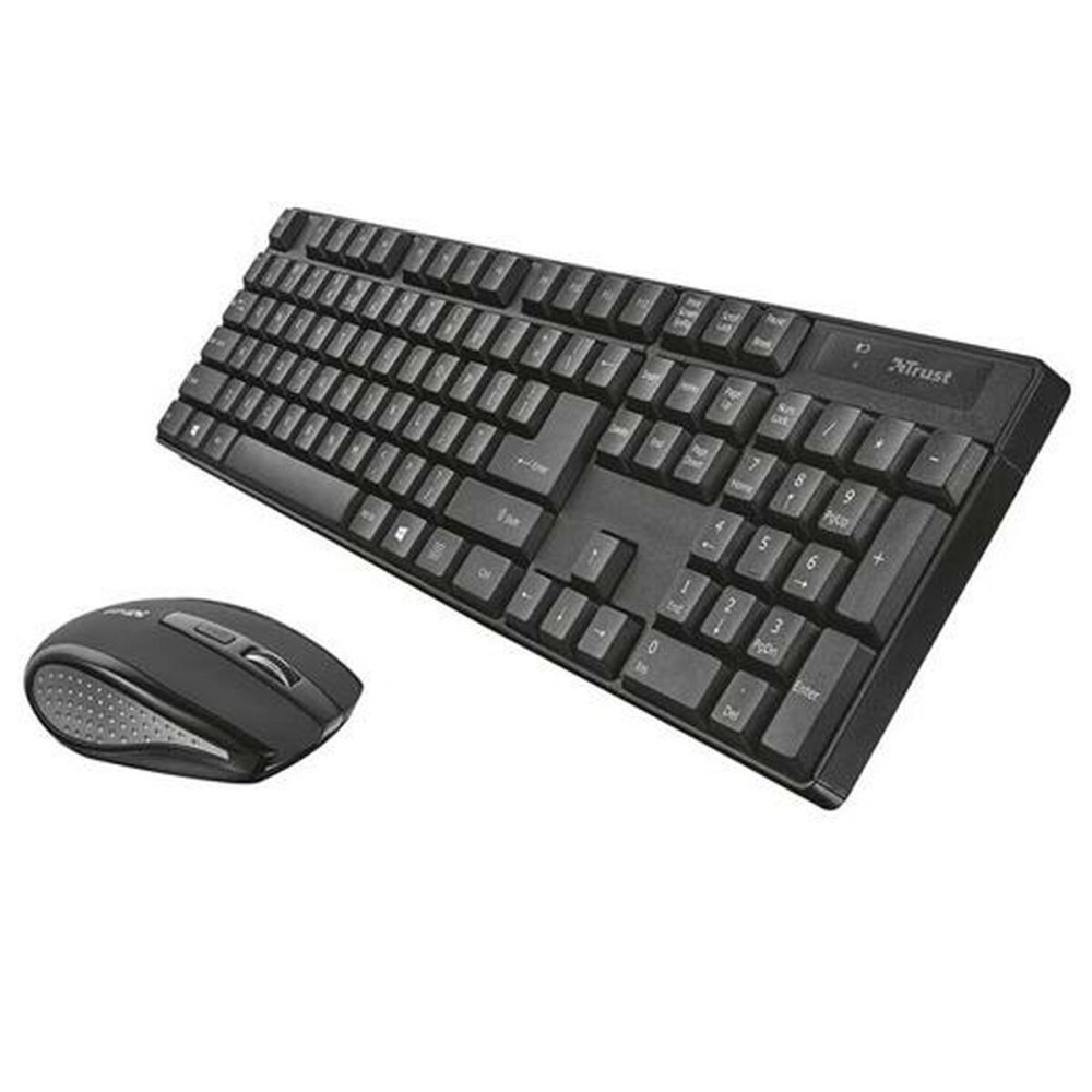 Keyboard and Wireless Mouse Trust 21135 Spanish Qwerty Black
