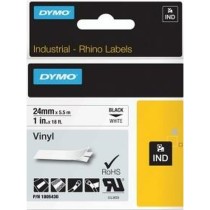 Cinta Laminada para Rotuladoras Dymo Rhino 24 mm x 5,5 m Negro Blanco Vinilo (5 Unidades)