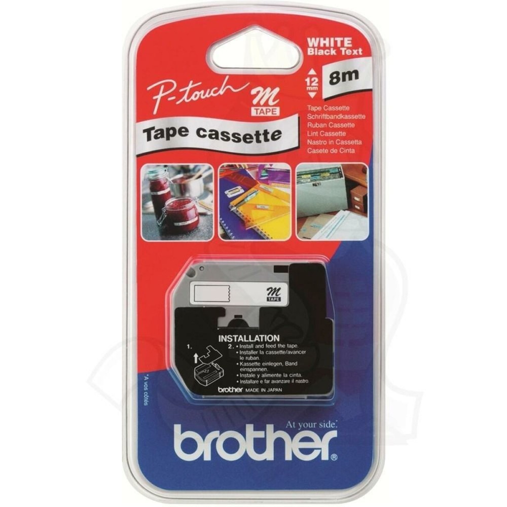 Cinta laminada para máquinas rotuladoras Brother MK221 Branco Preto 9 mm x 8 m