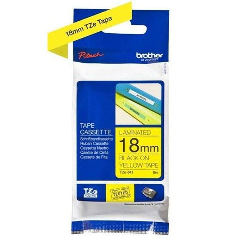 Laminated Tape for Labelling Machines Brother TZ-FX641 18 mm x 8 m Black/Yellow