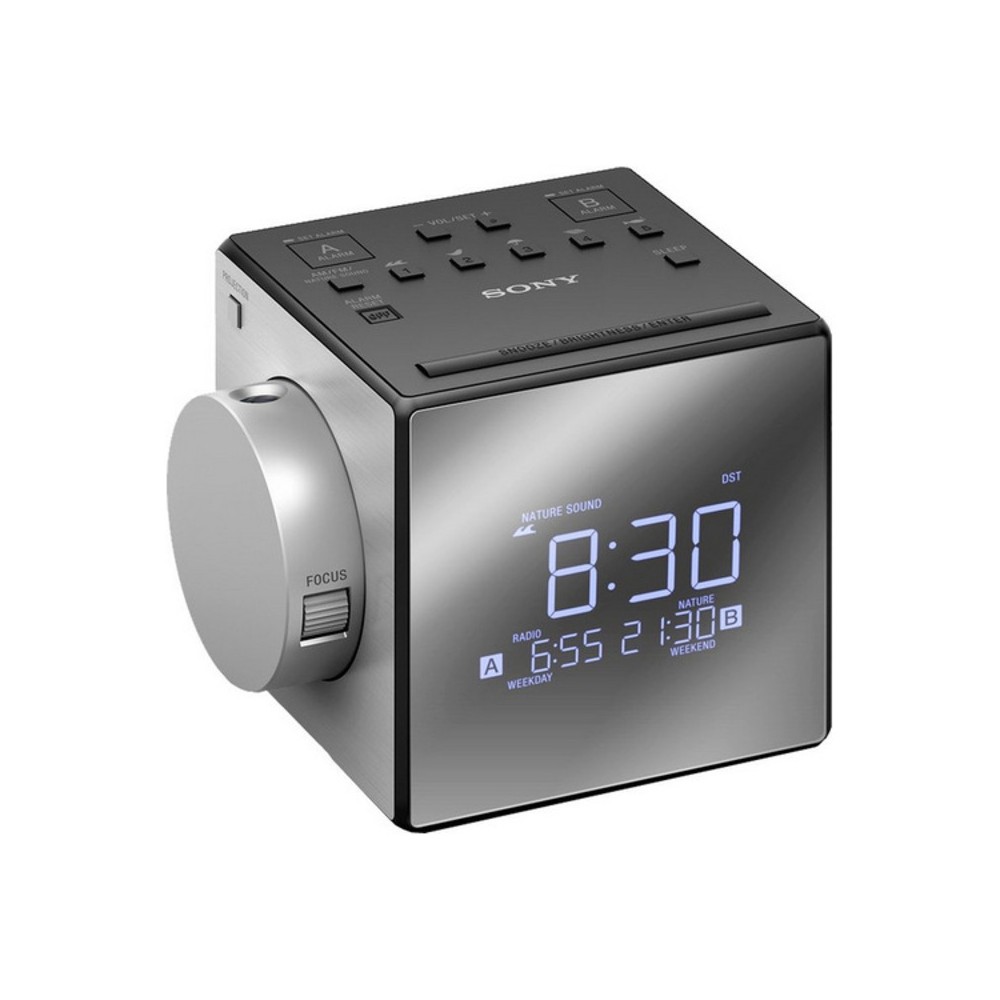 Radio Despertador con Proyector LCD Sony ICFC1PJ.CED LED Negro Plateado