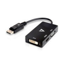 Adaptador Mini DisplayPort para VGA/DVI/HDMI V7 V7DP-VGADVIHDMI-1E   Preto