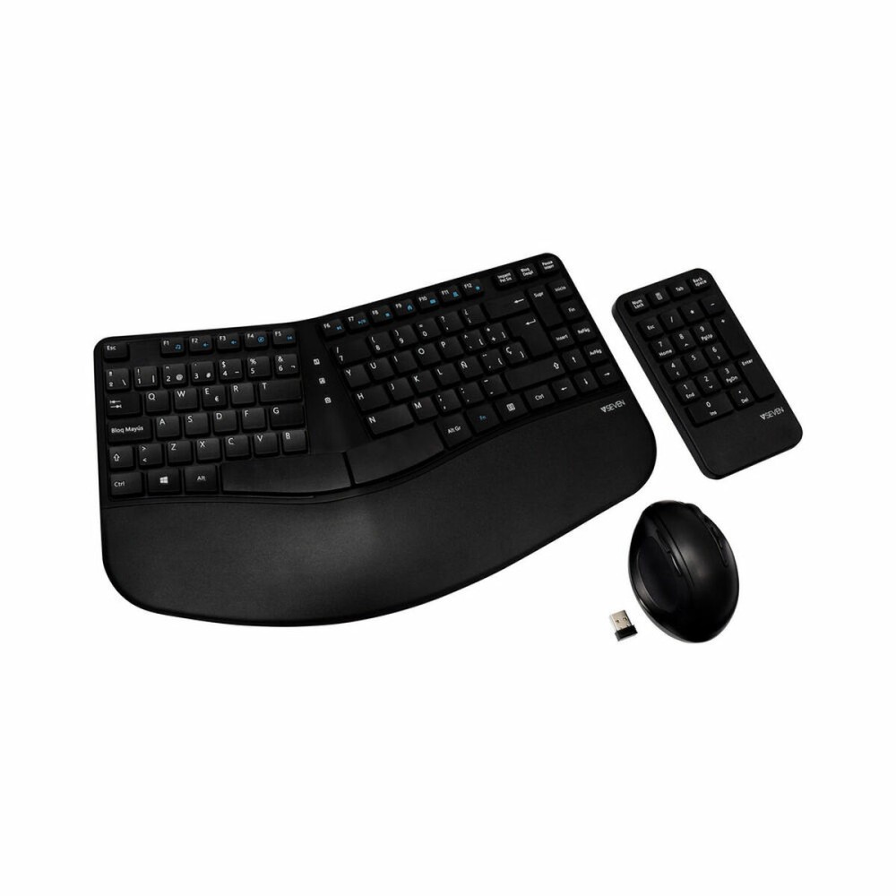 Teclado e Rato sem Fios V7 CKW400ES Preto Espanhol Qwerty espanhol