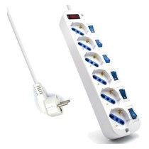 Regleta Enchufes 6 Tomas con Interruptor Ewent EW3932-3M 3500W Blanco