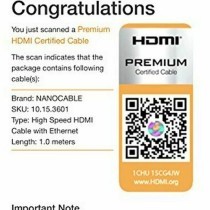 Cavo HDMI NANOCABLE HDMI V2.0, 1m 10.15.3601 V2.0 4K 1 m Nero